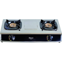 Rinnai 2 Burner Brass Stainless Steel Top Gas Stove, RV210RI