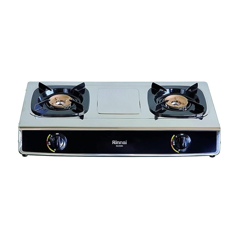 Rinnai 2 Burner Brass Stainless Steel Top Gas Stove, RV210RI