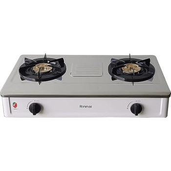 Rinnai 2 Burner Table Top Gas Stove, Full Safety Cooktop With Brass Pan Support for Heavy And Large Pots, Cooker With Stainless Steel Body, Detachable Top for Easy Cleaning, RVE274HWS