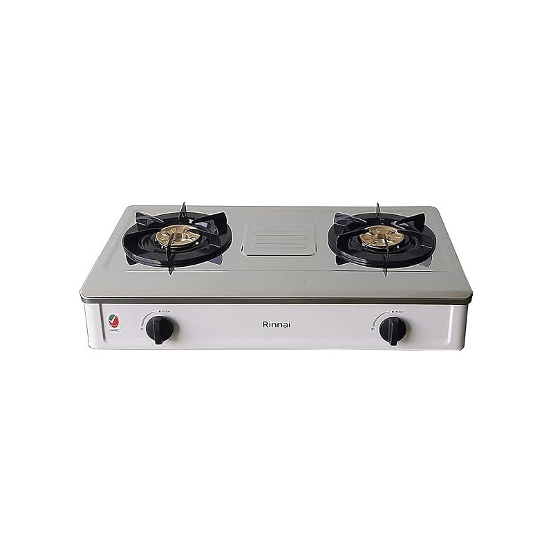 Rinnai 2 Burner Table Top Gas Stove, Full Safety Cooktop With Brass Pan Support for Heavy And Large Pots, Cooker With Stainless Steel Body, Detachable Top for Easy Cleaning, RVE274HWS
