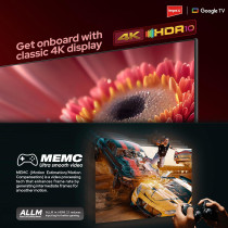 Impex 55 Inch 4K UHD Google Smart LED TV with Dolby Vision Atmos and Dolby Audio, DTS HD, Built-in Chromecast, 2GB RAM, 8GB ROM, HDMI ARC, Super Slim Design with Voice Remote - evoQ evoQ 55S4RLC2 Black