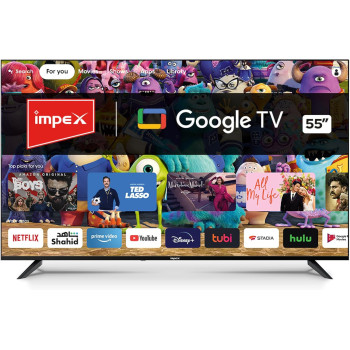 Impex 55 Inch 4K UHD Google Smart LED TV with Dolby Vision Atmos and Dolby Audio, DTS HD, Built-in Chromecast, 2GB RAM, 8GB ROM, HDMI ARC, Super Slim Design with Voice Remote - evoQ evoQ 55S4RLC2 Black