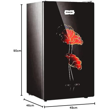 Nikai 140L Gross 90L Net Single Door Refrigerator With Glass Finish, 2L Bottle Holder, Glass Shelves, Separate Chiller Compartment, Ideal Mini Fridge For Home, Kitchen, Bedroom, Office And Bar - NRF140G (Black), 1 Year Warranty