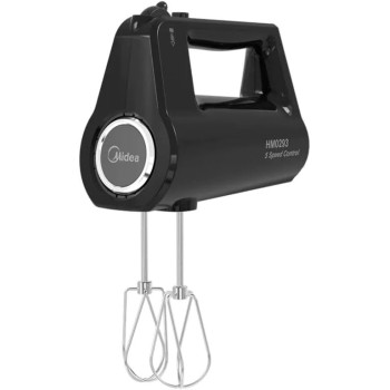 MIDEA HM0293 Professional Electric Hand Mixer 400W Power with 2 Metal Whisks, Black