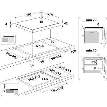 Ariston 60cm Electric Ceramic Hob, 4 Plates, HR611CA