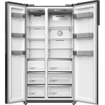 Hitachi 680L Gross, Net 525L Side by Side 2 Door Refrigerator, Dual Fan Cooling, Quick Freezing, Mirror Touch Controller, Dark Inox, HRSN9552DDXAE