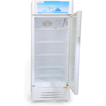 Midea Showcase Chiller, Upright Beverage Showcase, Energy-Saving, Low-Noise, White, HS411S