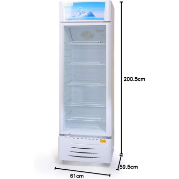 Midea Showcase Chiller, Upright Beverage Showcase, Energy-Saving, Low-Noise, White, HS411S