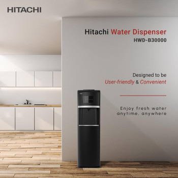 HITACHI Water Dispenser, Bottom Loading, Hot Cold And Ambient Temperature, Child Safety lock, Black, HWDB30000 (2023 Model)