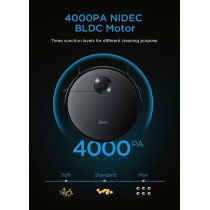 Midea I5C Robot Vacuum Cleaner, 4000Pa Strong Suction, 2600mah Battery, Black