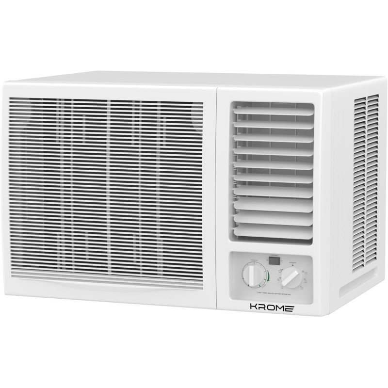 KROME 2 Ton Window Air Conditioner, 24000 BTU, R410a Gas,Rotary compressor, Energy Efficient, Low Noise, Maximum Cooling, Mechanical Control,Turbo Mode, White, KR-AWR24ST3