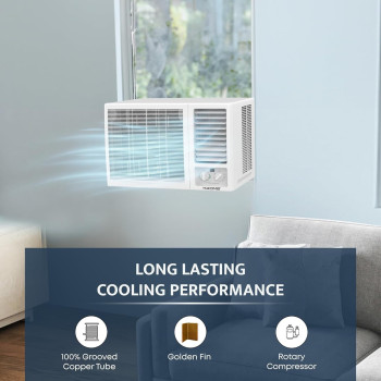 KROME 2 Ton Window Air Conditioner, 24000 BTU, R410a Gas,Rotary compressor, Energy Efficient, Low Noise, Maximum Cooling, Mechanical Control,Turbo Mode, White, KR-AWR24ST3