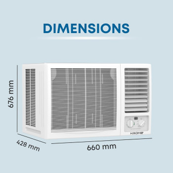KROME 2 Ton Window Air Conditioner, 24000 BTU, R410a Gas,Rotary compressor, Energy Efficient, Low Noise, Maximum Cooling, Mechanical Control,Turbo Mode, White, KR-AWR24ST3