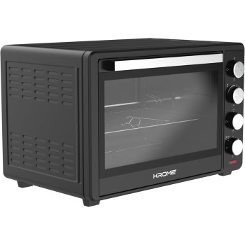 KROME Electric Oven 60Litre, 2000W, Rotisserie, Toasting, Baking, Grilling And Broiling, Convection Fan, 60Min Timer With Automatic Shut-Off, KR-OTG60OM (Black)