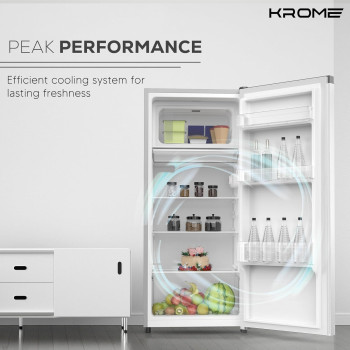 KROME 220L Gross, Single Door Refrigerator, Environment Friendly, Reversible Door, Best Compact Small Fridge For Mini-Bar, Kitchen, KR-RDC220H