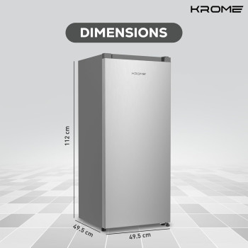 KROME 220L Gross, Single Door Refrigerator, Environment Friendly, Reversible Door, Best Compact Small Fridge For Mini-Bar, Kitchen, KR-RDC220H