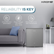 Krome 60L Gross, Single Door Compact Refrigerator, Energy Class A+, Reversible Door, KR-RDC60H
