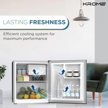 Krome 60L Gross, Single Door Compact Refrigerator, Energy Class A+, Reversible Door, KR-RDC60H