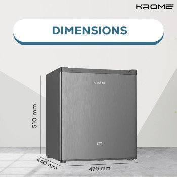 Krome 60L Gross, Single Door Compact Refrigerator, Energy Class A+, Reversible Door, KR-RDC60H