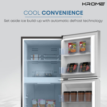 Krome 365L Gross Top Mount Double Door Refrigerator, Automatic Defrost Freezer, Rapid Freezing, A+ Energy, KR-REF 365TS