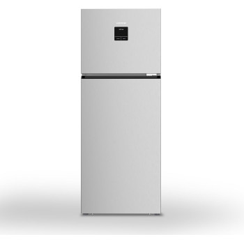 Krome 600L Gross, Top Mount Double Door Refrigerator With LED Display, Automatic Defrost Freezer, A+ Energy Efficiency, Big Capacity Fridge, Silver, KR-RFF600T