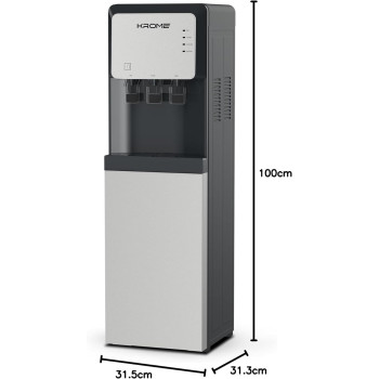 Krome Bottom Loading Water Dispenser, Hot, Cold and Normal Water, Floor Standing, Made With SUS 304 Tank And Food-Grade Silicone Gel Tube, Child Lock For Hot Water, Silver And Black, KR-WDBL 3TB