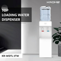 Krome Top Loading Water Dispenser, Hot And Cold Water 2 Taps, Floor Standing, SUS 304 Tank, White, KR-WDTL 2TW