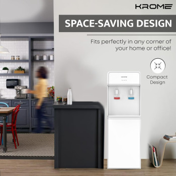Krome Top Loading Water Dispenser, Hot And Cold Water 2 Taps, Floor Standing, SUS 304 Tank, White, KR-WDTL 2TW