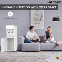 Krome Top Loading Water Dispenser, Hot And Cold Water 2 Taps, Floor Standing, SUS 304 Tank, White, KR-WDTL 2TW