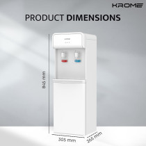 Krome Top Loading Water Dispenser, Hot And Cold Water 2 Taps, Floor Standing, SUS 304 Tank, White, KR-WDTL 2TW