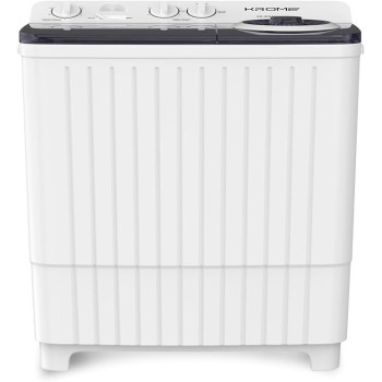 Krome 8Kg Twin Tub Semi-Automatic Washing Machine, Powerful Wash With Mechanical Wash Timer, Intuitive Control, Durable Aluminium Spin Motor, 360W Wash Spin Input Power With 170W, White, KR-WSA80K