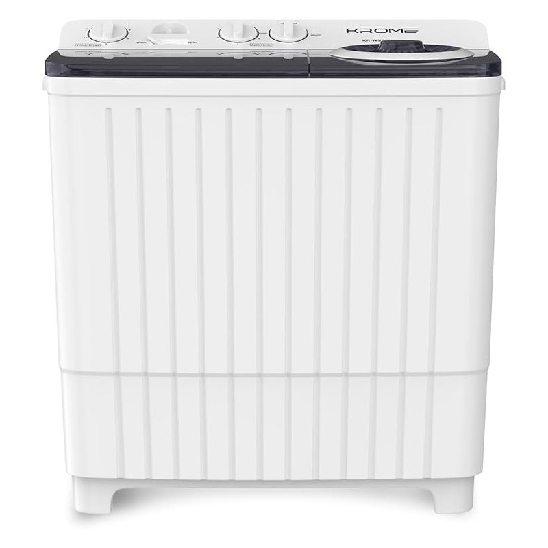 Krome 8Kg Twin Tub Semi-Automatic Washing Machine, Powerful Wash With Mechanical Wash Timer, Intuitive Control, Durable Aluminium Spin Motor, 360W Wash Spin Input Power With 170W, White, KR-WSA80K