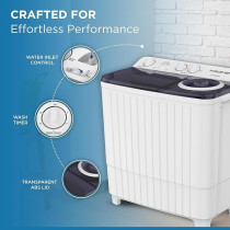 Krome 8Kg Twin Tub Semi-Automatic Washing Machine, Powerful Wash With Mechanical Wash Timer, Intuitive Control, Durable Aluminium Spin Motor, 360W Wash Spin Input Power With 170W, White, KR-WSA80K