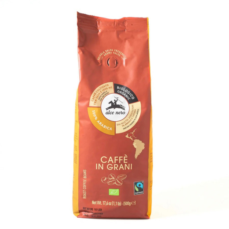 Alce Nero Organic Arabica Roast Coffee Beans 500g