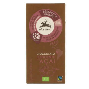 Alce Nero Organic Dark Chocolate With Acai From Peru 50g