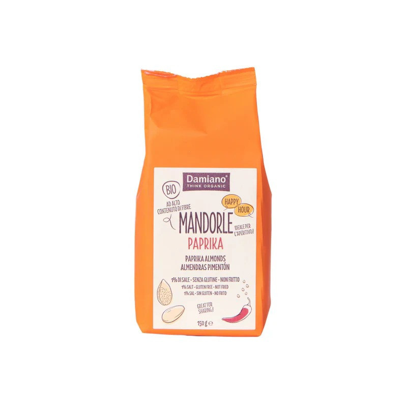 Damiano Organic Toasted Peeled Almonds Salted With Organic Paprika 150g