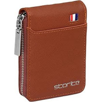 Storite Vertical PU Leather Card Holder And Coin Purse for Men And Women With 9 Slots, Light Brown