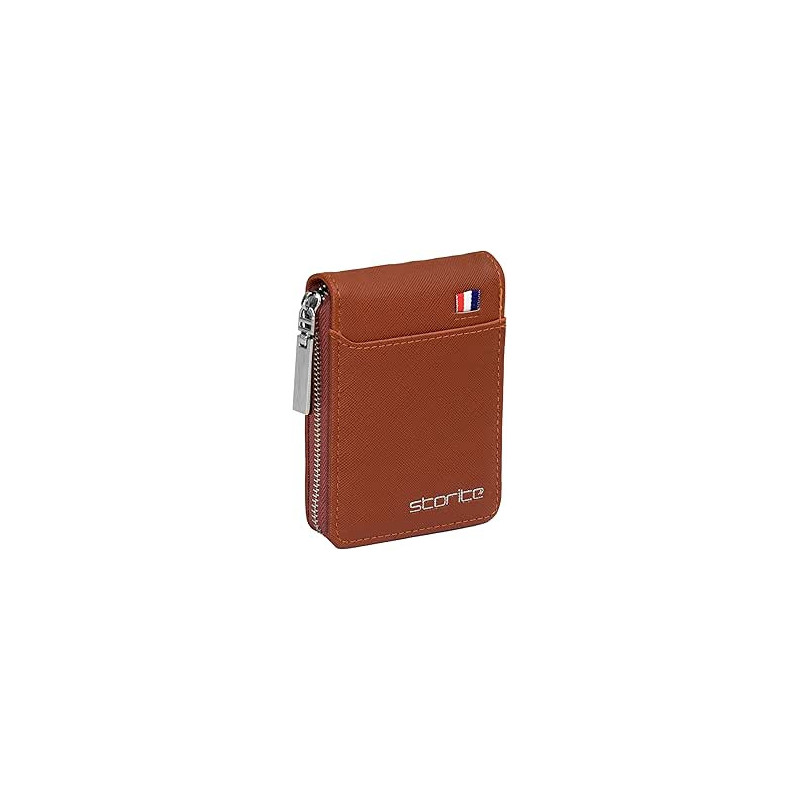 Storite Vertical PU Leather Card Holder And Coin Purse for Men And Women With 9 Slots, Light Brown