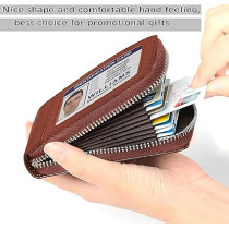 Storite Vertical PU Leather Card Holder And Coin Purse for Men And Women With 9 Slots, Light Brown