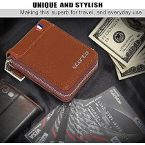 Storite Vertical PU Leather Card Holder And Coin Purse for Men And Women With 9 Slots, Light Brown