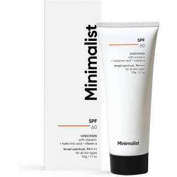 Minimalist SPF 60 Face Sunscreen With Antioxidant Silymarin For Complete Sun Protection, Oxybenzone & OMC Free, 50 gm