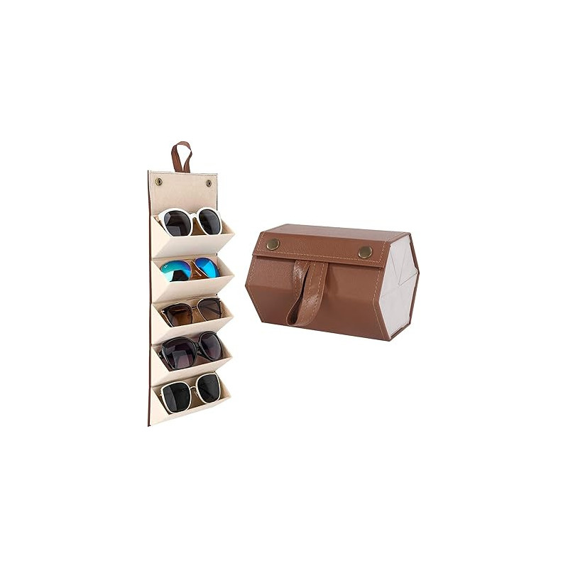 Beauenty Eyewear Organizer With 5 Slots, Durable Travel Case And Sunglasses Protector