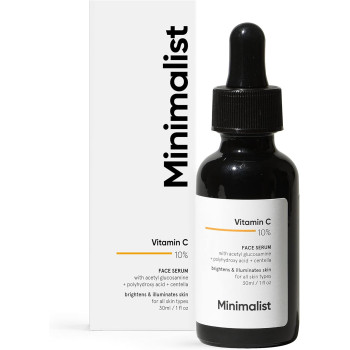 Minimalist Vitamin C Face Serum For Skin Brightening, Highly Stable With Pure Ethyl Ascorbic Acid & Acetyl Glucosamine 30ml
