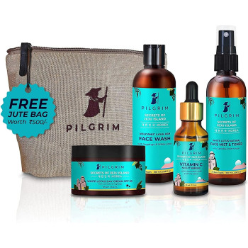 Pilgrim Korean Beauty Flawless Skin Kit With Vitamin C Night Serum, Daily Face Wash, Refreshing Face Mist & Toner, Brightening Day Cream SPF50 100g
