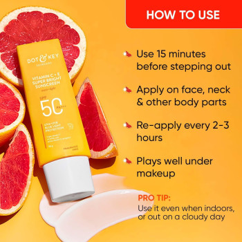 Dot & Key SPF 50 Sunscreen With Vitamin C & E, For Glowing Skin, No White Cast, UVA/B And Blue Light Protection, 50g
