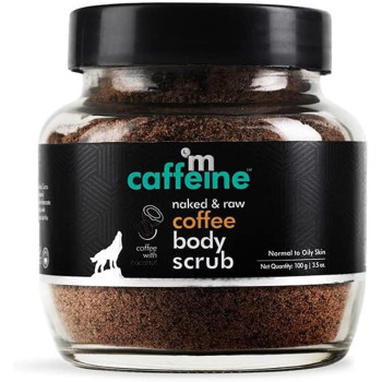 mCaffeine De-Tan Coffee Body Scrub With Coconut Oil, Removes Dirt And Dead Skin from Neck, Knees, Elbows And Arms, 100g