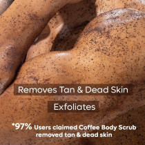 mCaffeine De-Tan Coffee Body Scrub With Coconut Oil, Removes Dirt And Dead Skin from Neck, Knees, Elbows And Arms, 100g