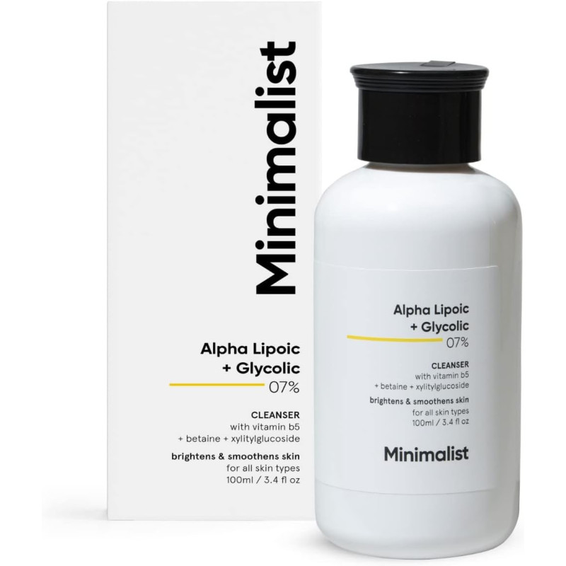Minimalist Brightening Face Wash Brightening With Vitamin B5, Glycolic Acid and Alpha Lipoic Acid for Glowing Skin, 100ml