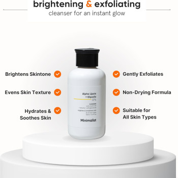 Minimalist Brightening Face Wash Brightening With Vitamin B5, Glycolic Acid and Alpha Lipoic Acid for Glowing Skin, 100ml