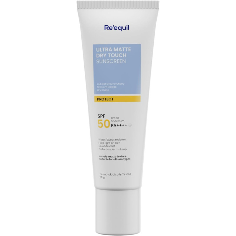Re Equil SPF 50 Sunscreen Gel With Ultra Matte Effect And Dry Touch, Oil-Free Protection, 50g